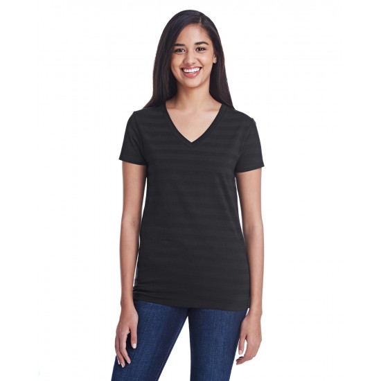 Threadfast Apparel - Ladies' Invisible Stripe V-Neck T-Shirt