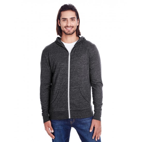 Threadfast Apparel - Unisex Triblend Full-Zip Light Hoodie