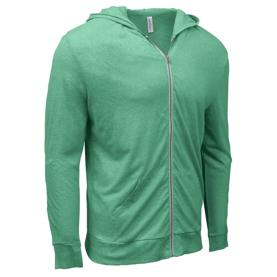 Threadfast Apparel - Unisex Triblend Full-Zip Light Hoodie