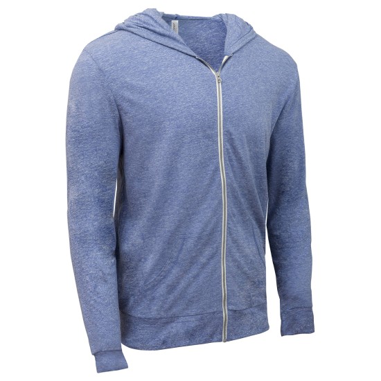 Threadfast Apparel - Unisex Triblend Full-Zip Light Hoodie