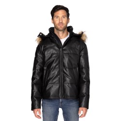 Unisex Vegan Leather Puffer Jacket