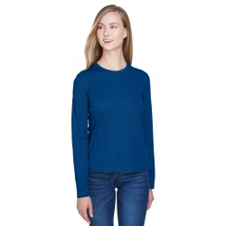 Ladies' Agility Performance Long-Sleeve Piqué Crewneck