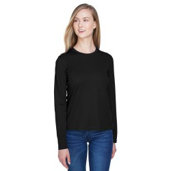 Ladies' Agility Performance Long-Sleeve Piqué Crewneck