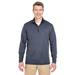 UltraClub - Adult Two-Tone Keyhole Mesh Quarter-Zip Pullover