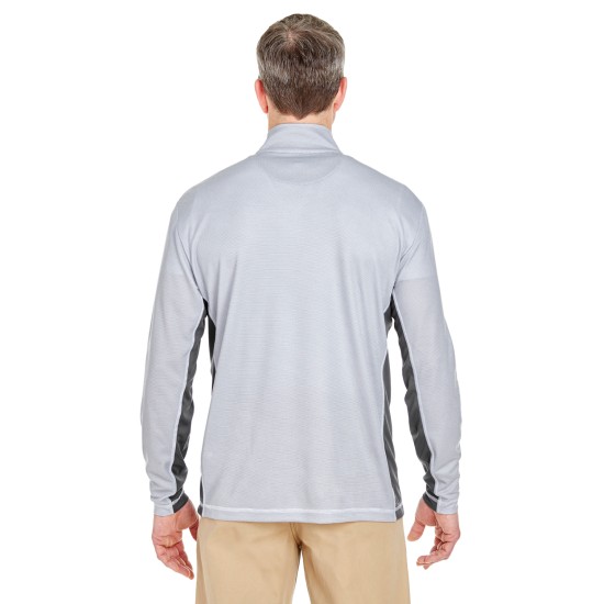 UltraClub - Adult Two-Tone Keyhole Mesh Quarter-Zip Pullover