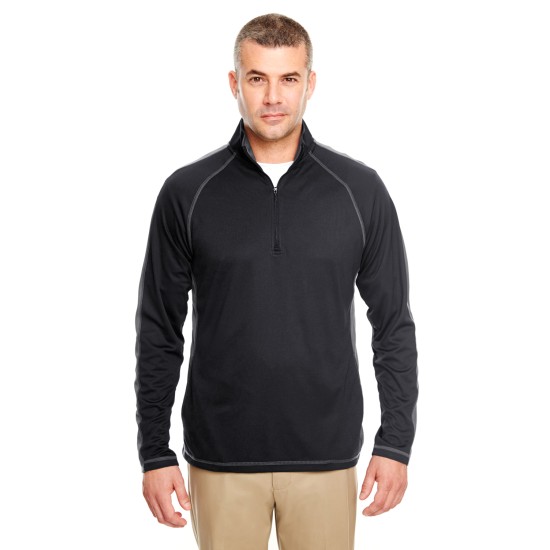 UltraClub - Adult Cool & Dry Sport Quarter-Zip Pullover with Side and Sleeve Panels
