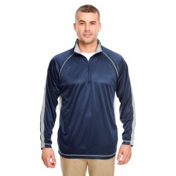 UltraClub - Adult Cool & Dry Sport Quarter-Zip Pullover with Side and Sleeve Panels