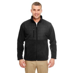 UltraClub - Men's Fleece Jacket with Quilted Yoke Overlay