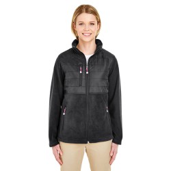 UltraClub - Ladies' Fleece Jacket with Quilted Yoke Overlay