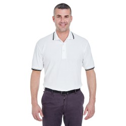 UltraClub - Men's Short-Sleeve Whisper Piqué Polo with Tipped Collar and Cuffs