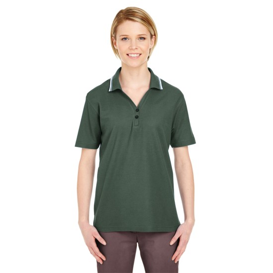 UltraClub - Ladies' Short-Sleeve Whisper Piqué Polo with Tipped Collar