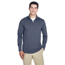 UltraClub - Men's Cool & Dry Heathered Performance Quarter-Zip