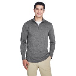 UltraClub - Men's Cool & Dry Heathered Performance Quarter-Zip