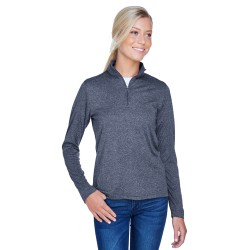 UltraClub - Ladies' Cool & Dry Heathered Performance Quarter-Zip