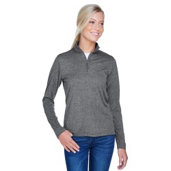 UltraClub - Ladies' Cool & Dry Heathered Performance Quarter-Zip