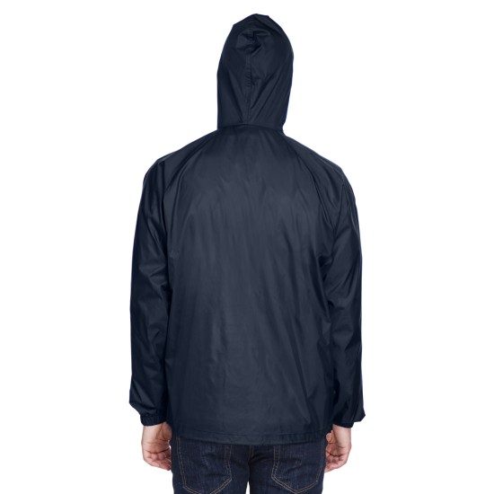 UltraClub - Adult Quarter-Zip Hooded Pullover Pack-Away Jacket