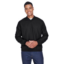 UltraClub - Adult Long-Sleeve Microfiber Crossover V-Neck Wind Shirt