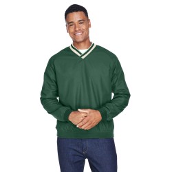 UltraClub - Adult Long-Sleeve Microfiber Crossover V-Neck Wind Shirt
