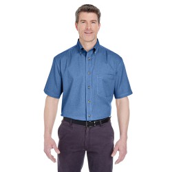 UltraClub - Adult Cypress Short-Sleeve Denim with Pocket