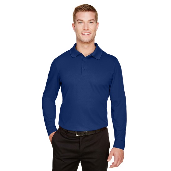 CrownLux Performance Men's Plaited Long Sleeve Polo