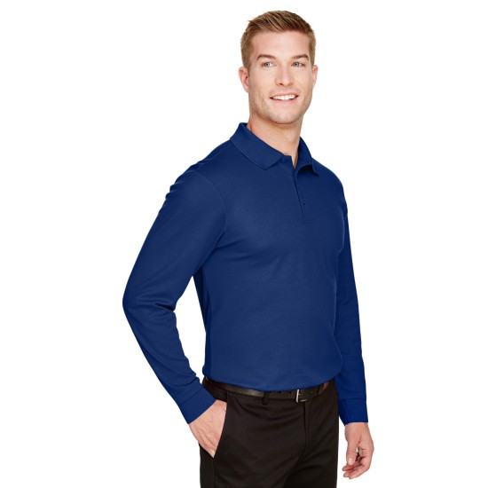 CrownLux Performance Men's Plaited Long Sleeve Polo