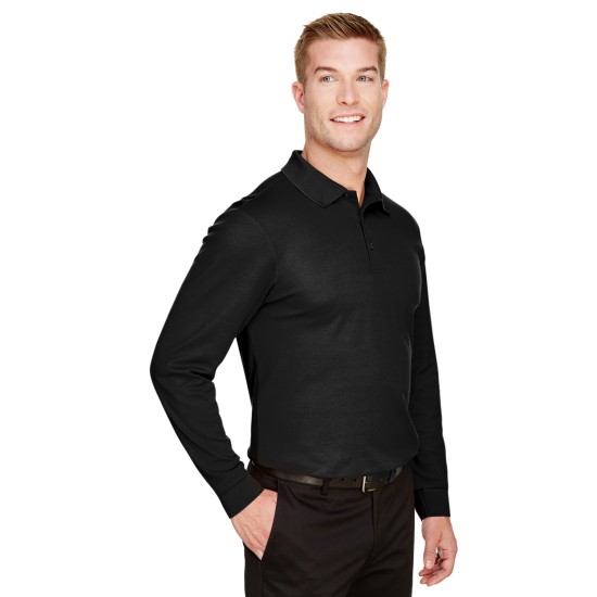 CrownLux Performance Men's Plaited Long Sleeve Polo