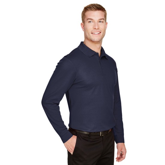 CrownLux Performance Men's Plaited Long Sleeve Polo