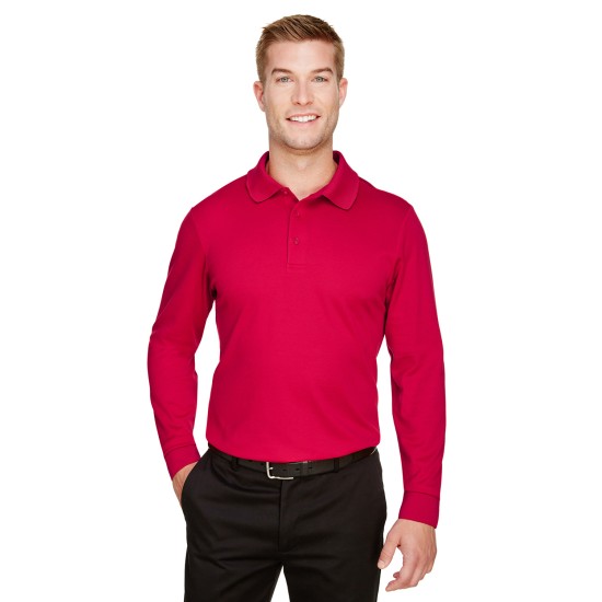 CrownLux Performance Men's Plaited Long Sleeve Polo