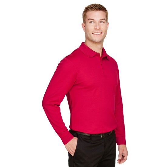CrownLux Performance Men's Plaited Long Sleeve Polo