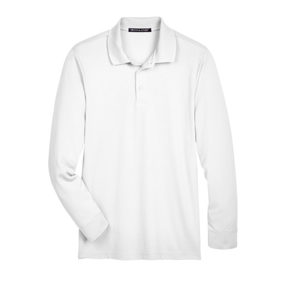 CrownLux Performance Men's Plaited Long Sleeve Polo