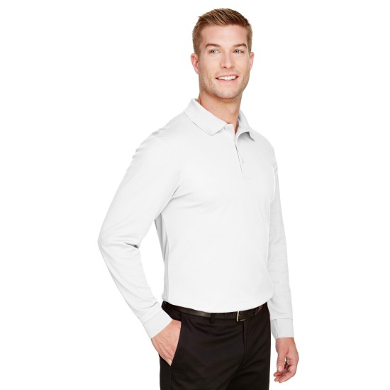 CrownLux Performance Men's Plaited Long Sleeve Polo