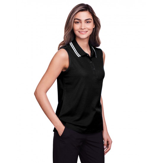 Ladies' CrownLux Performance Plaited Tipped Sleeveless Polo