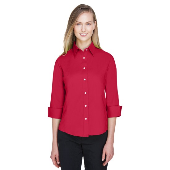 Ladies' Perfect Fit 3/4-Sleeve Stretch Poplin Blouse