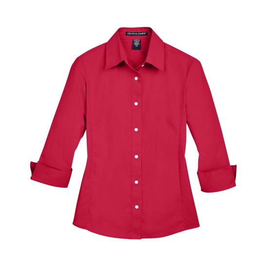 Ladies' Perfect Fit 3/4-Sleeve Stretch Poplin Blouse