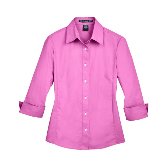 Ladies' Perfect Fit 3/4-Sleeve Stretch Poplin Blouse