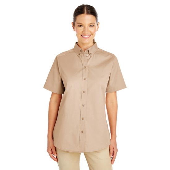 Ladies' Foundation 100% Cotton Short-Sleeve Twill Shirt with Teflon