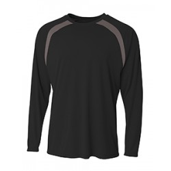 A4 - Men's Spartan Long Sleeve Color Block Crew Neck T-Shirt