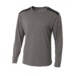 A4 - Men's Tourney Heather Color Block Long Sleeve T-Shirt