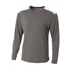 A4 - Men's Tourney Heather Color Block Long Sleeve T-Shirt