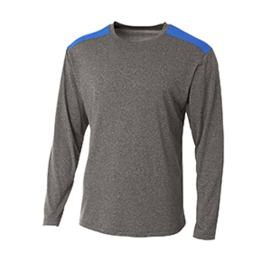 A4 - Men's Tourney Heather Color Block Long Sleeve T-Shirt