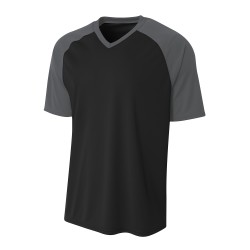 A4 - Adult Polyester V-Neck Strike Jersey with Contrast Sleeve