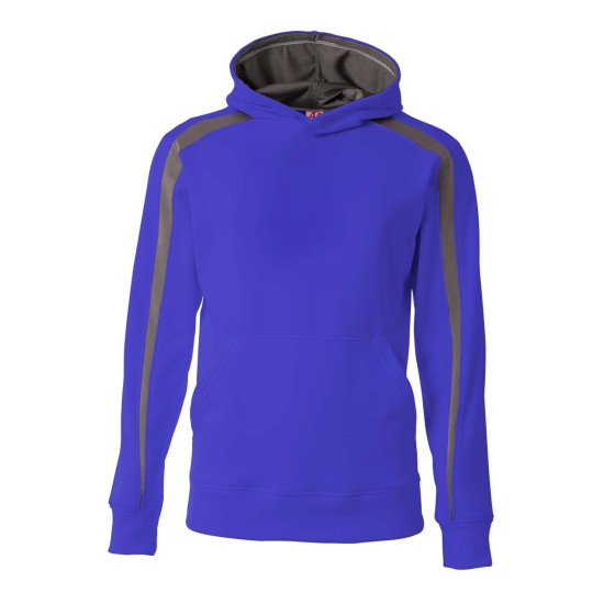 A4 - Men's Spartan Tech-Fleece Color Block Hooded Sweatshirt