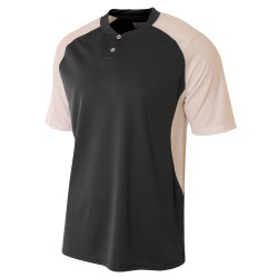 A4 - Youth Performance Contrast 2 Button Baseball Henley T-Shirt