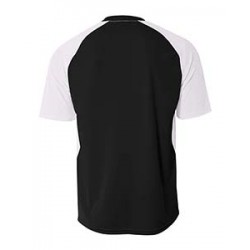 A4 - Youth Performance Contrast 2 Button Baseball Henley T-Shirt