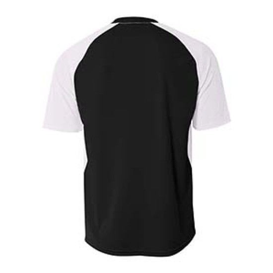 A4 - Youth Performance Contrast 2 Button Baseball Henley T-Shirt