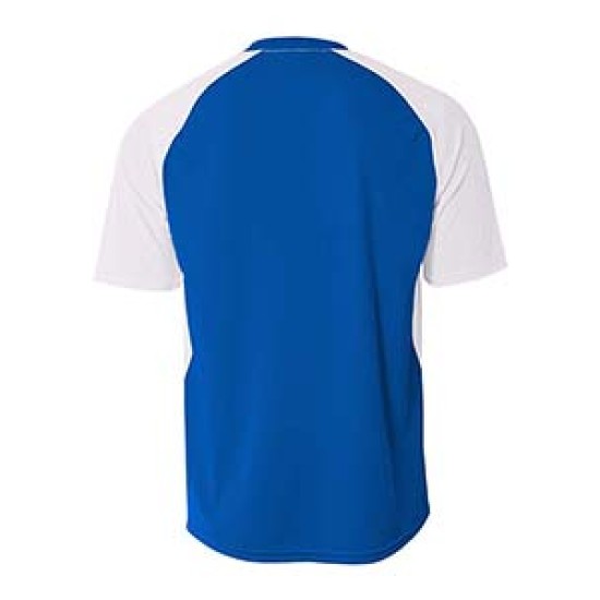 A4 - Youth Performance Contrast 2 Button Baseball Henley T-Shirt