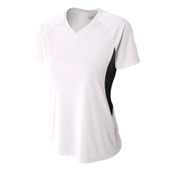 A4 - Ladies' Color Block Performance V-Neck T-Shirt