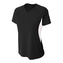 A4 - Ladies' Color Block Performance V-Neck T-Shirt