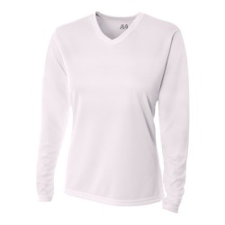 A4 - Ladies' Birds-Eye Mesh Long Sleeve V-Neck T-Shirt