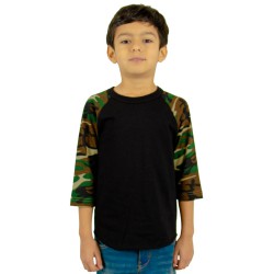 Youth 6 oz., 3/4-Sleeve Camo Raglan T-Shirt